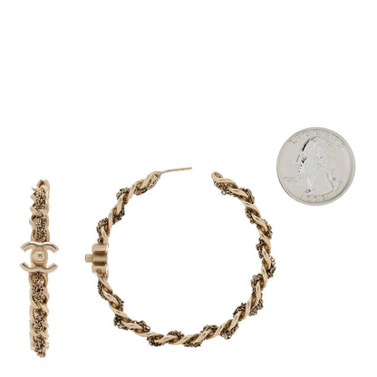 Chanel Metal CC Turnlock Chain Hoop Earrings Gold 2 of 4