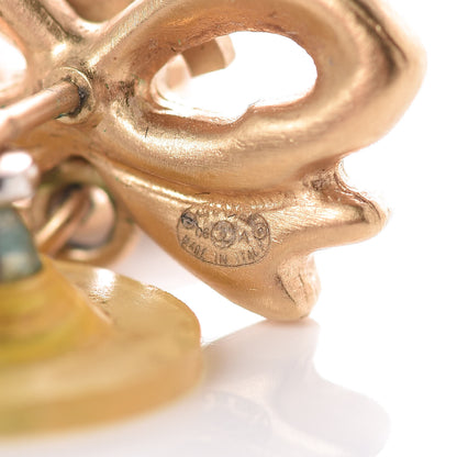 Chanel Crystal CC Bow Drop Earrings Gold 3 of 7