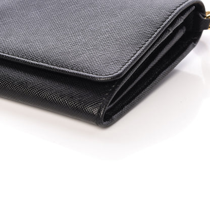 Prada Saffiano Metal Oro Chain Wallet Black 10 of 11