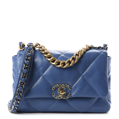 Chanel Lambskin Quilted Medium 19 Flap Blue 1 of 10