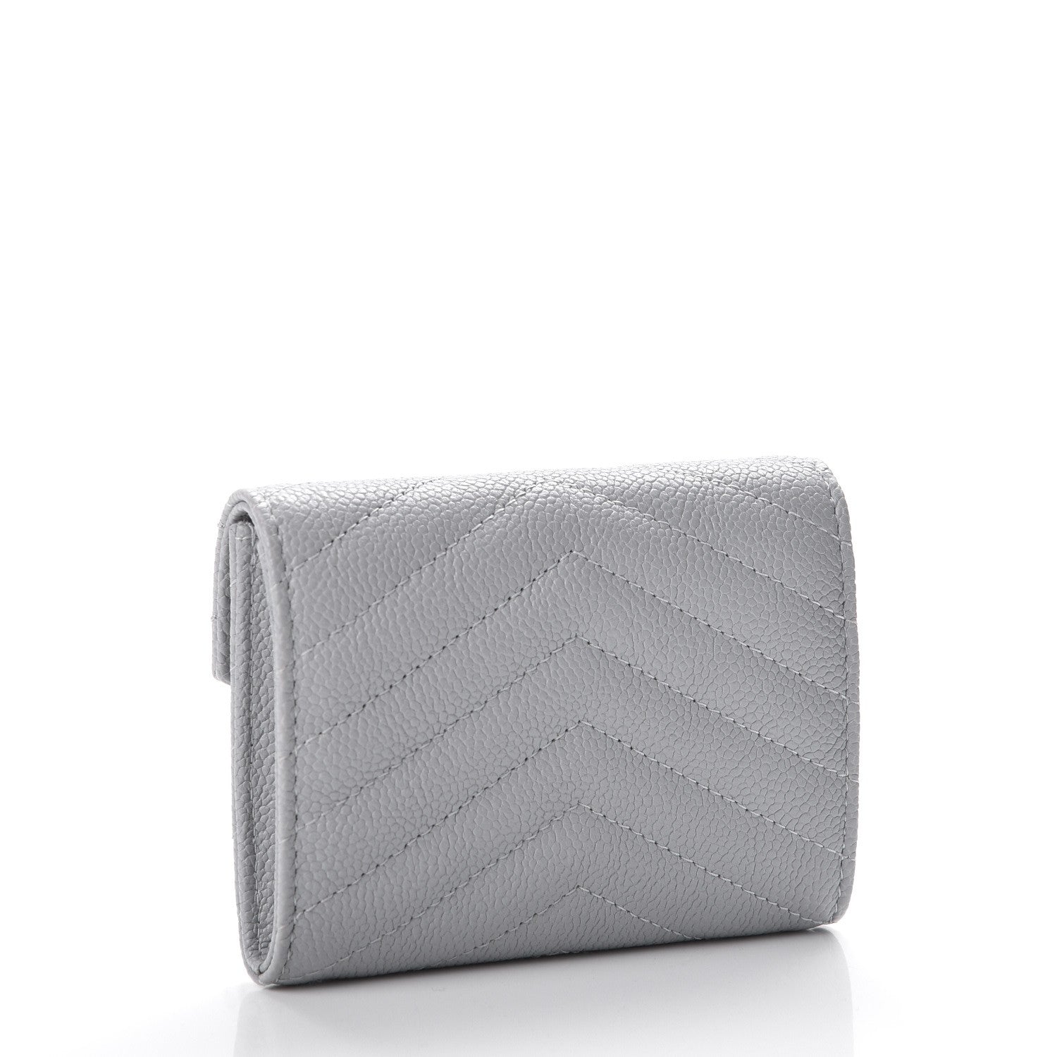 Chanel Caviar Chevron Quilted Card Holder Flap Wallet Grey 3 of 9