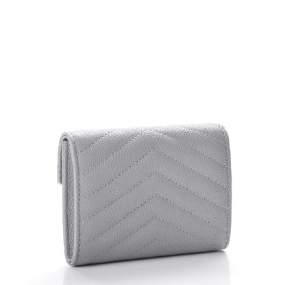 Chanel Caviar Chevron Quilted Card Holder Flap Wallet Grey 3 of 9