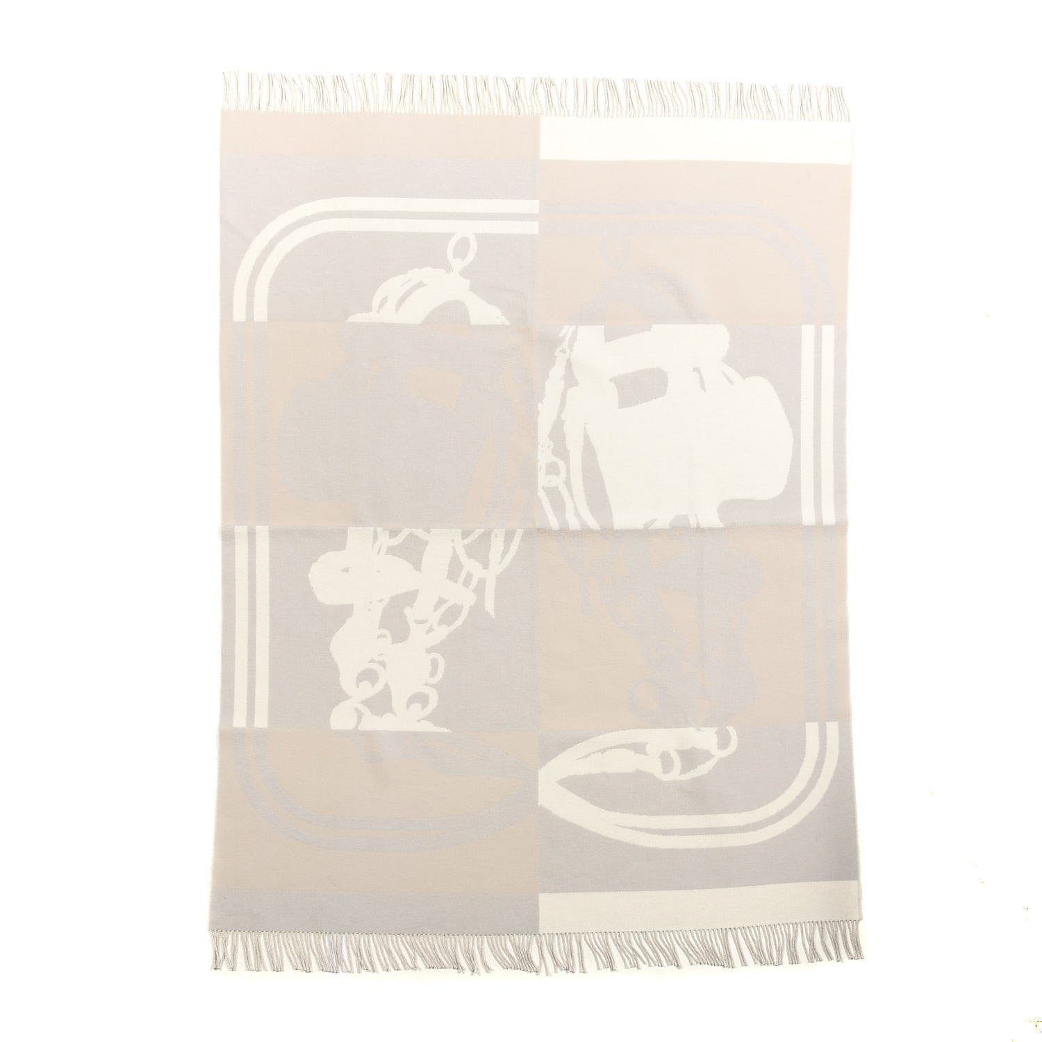 Hermes Cashmere Wool Brides De Gala Plaid Blanket Gris Perle 1 of 3