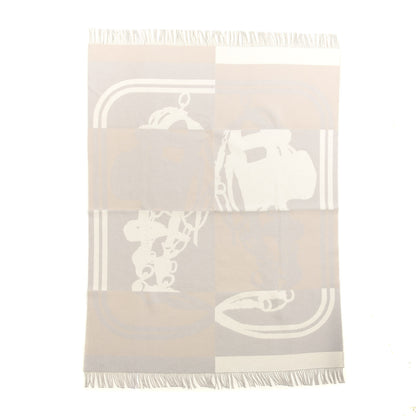 Hermes Cashmere Wool Brides De Gala Plaid Blanket Gris Perle 1 of 3