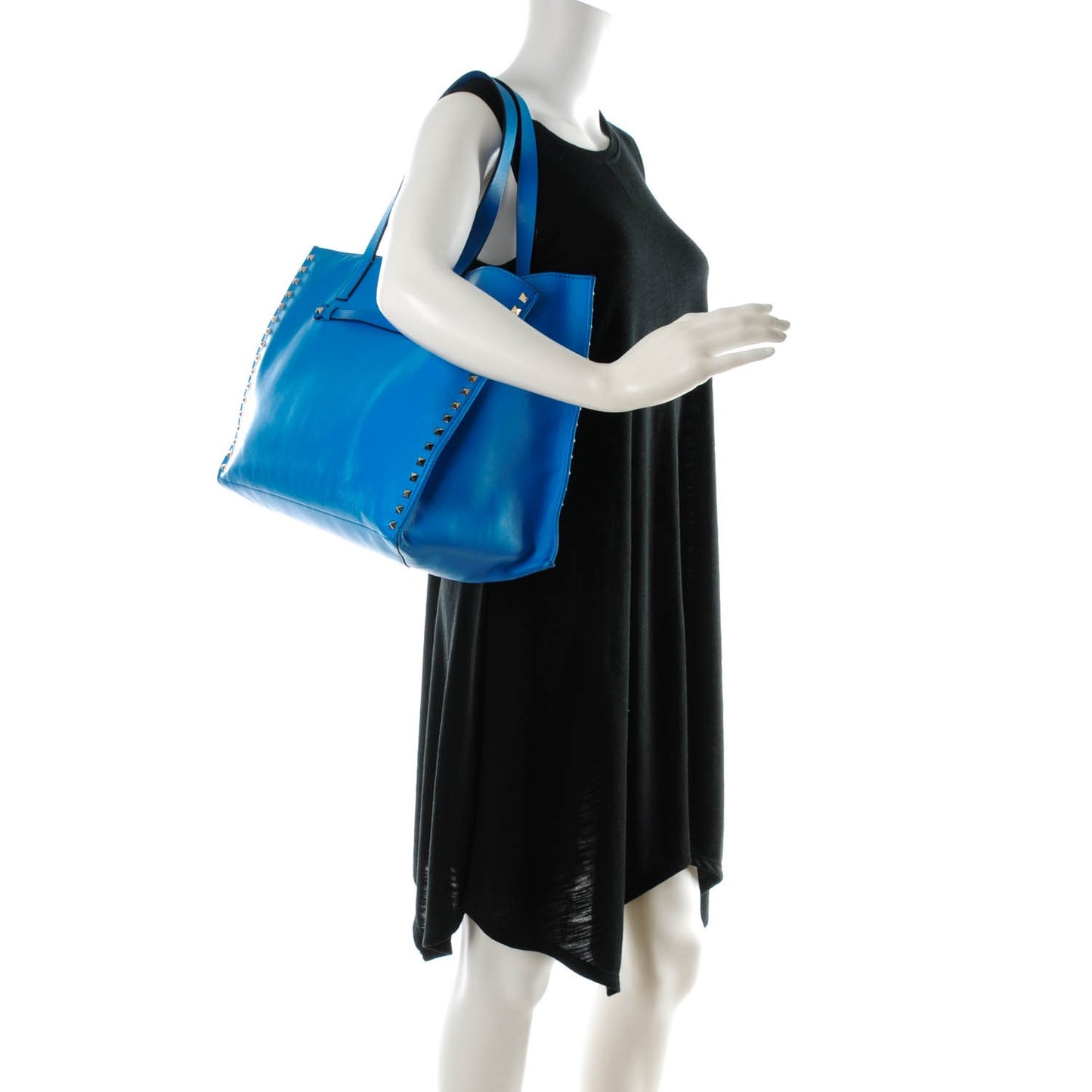 Nappa Medium Rockstud Soft Tote Blue Fluo