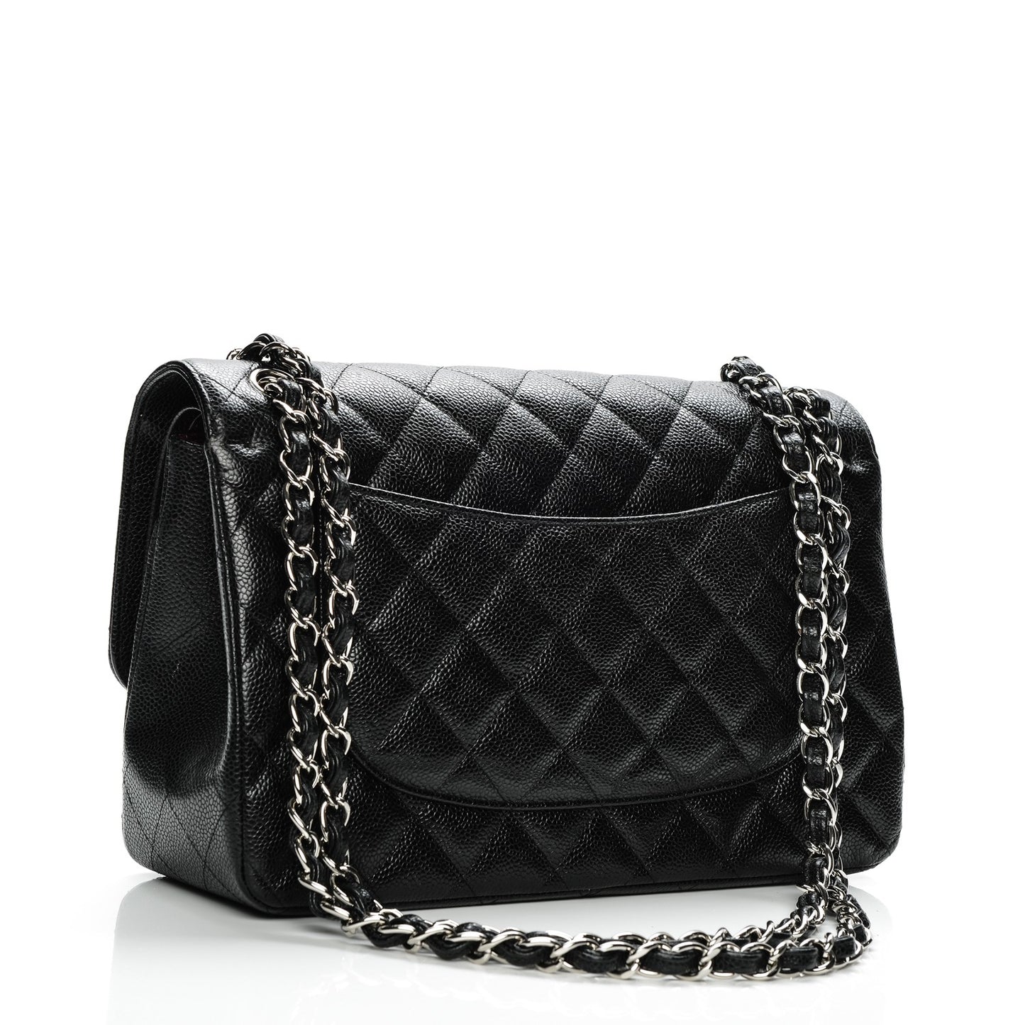 Caviar Quilted Jumbo Double Flap Black