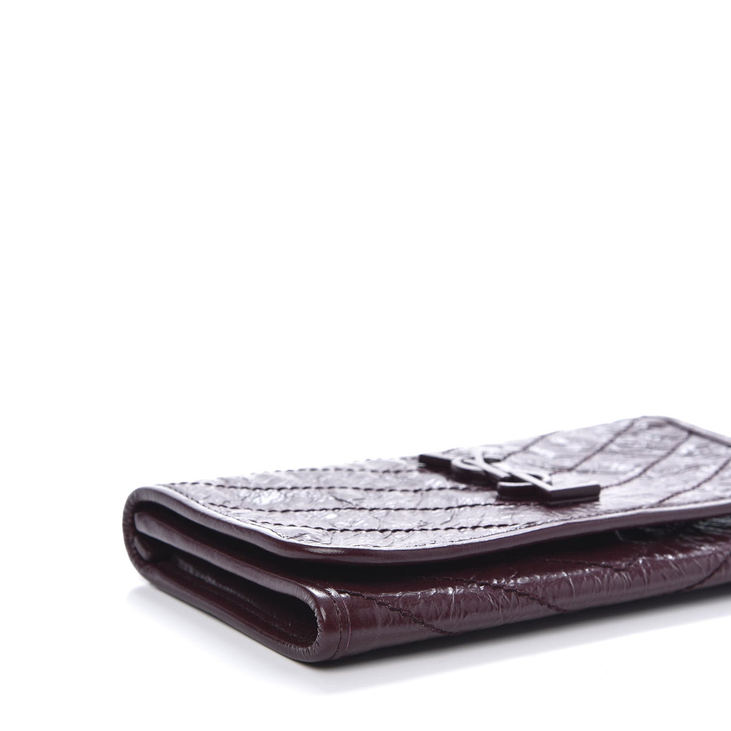 Crinkled Calfskin Matelasse Monogram Niki Wallet Rouge Legion