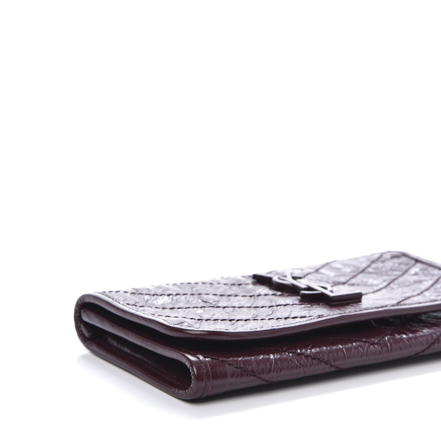 Saint Laurent Crinkled Calfskin Matelasse Monogram Niki Wallet Rouge Legion 6 of 8