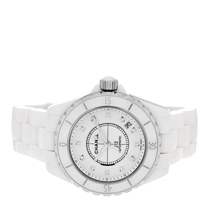 Chanel Stainless Steel Ceramic Diamond 38mm J12 Automatic Watch White 2 of 4