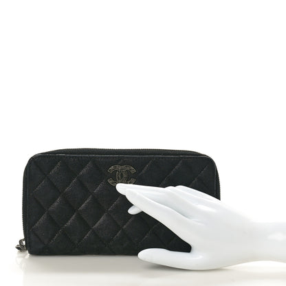 Chanel Iridescent Lambskin Quilted CC Long Zipped Wallet Black 2 of 8
