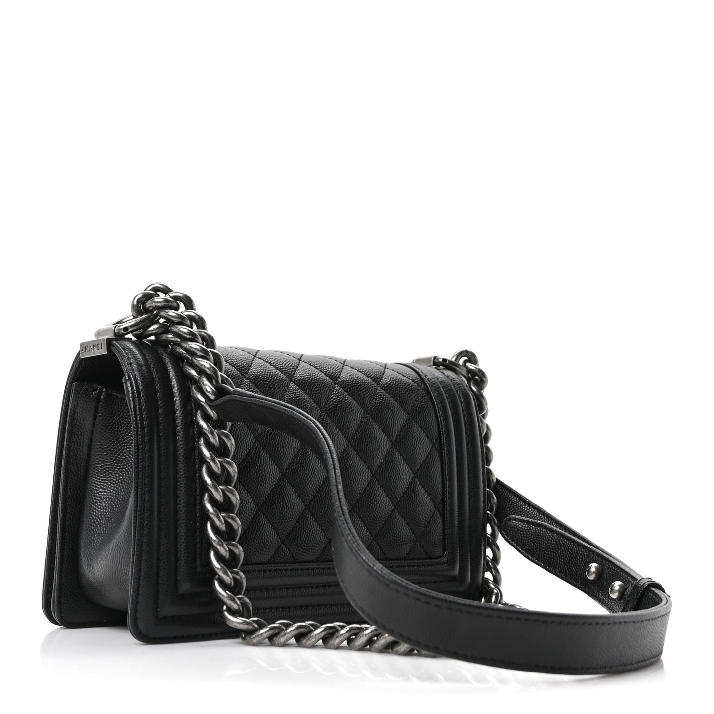 Caviar Quilted Small Boy Flap Black