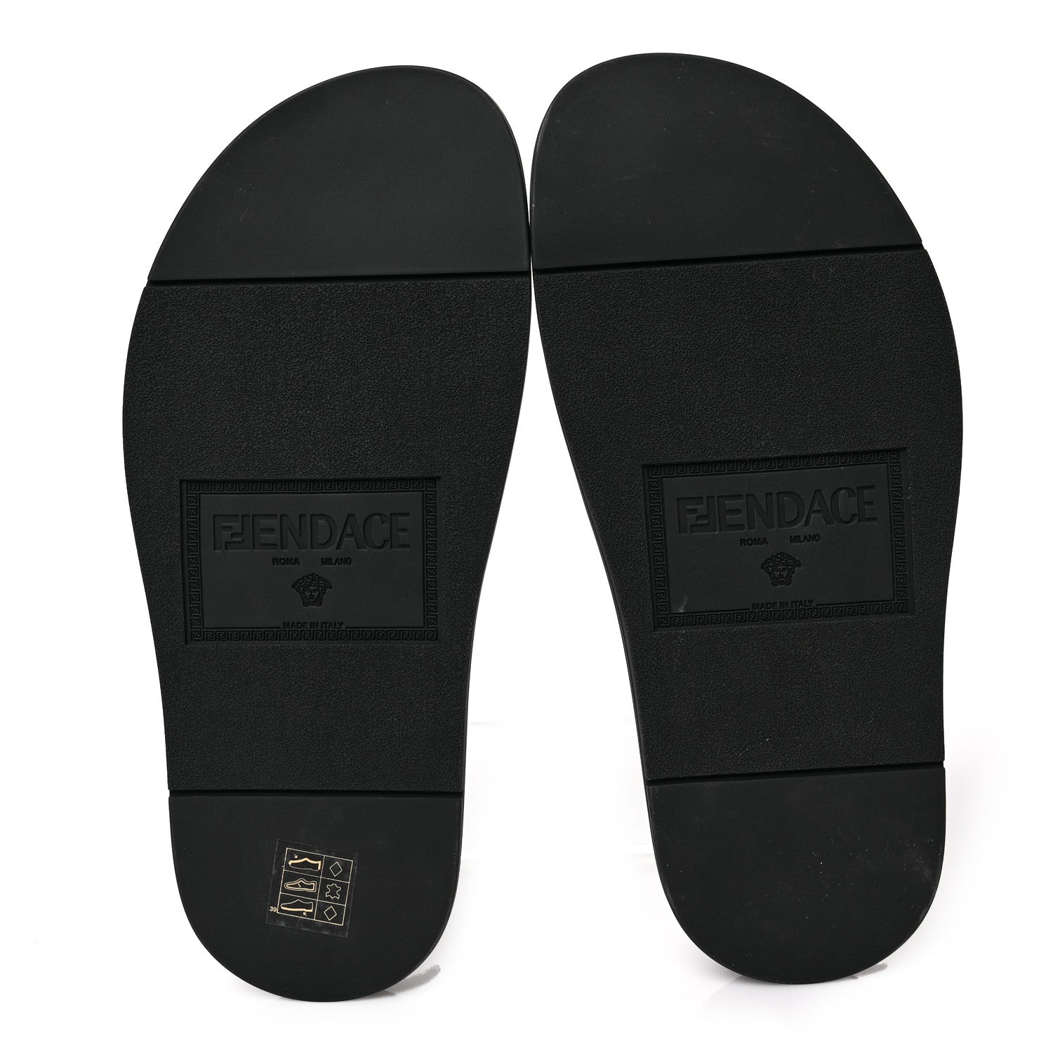 Fendi X VERSACE Rubber Metal Mesh Logo Slide Mens Sandals 6 Black Gold 5 of 7