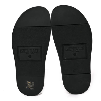 Fendi X VERSACE Rubber Metal Mesh Logo Slide Mens Sandals 6 Black Gold 5 of 7