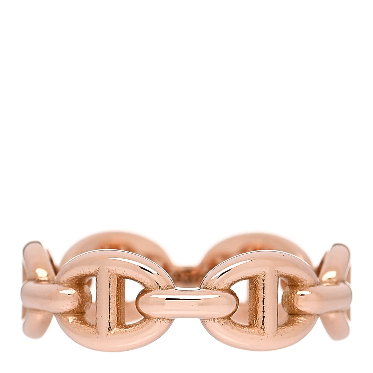 Hermes 18K Rose Gold PM Chaine d'Ancre Enchainee Ring 50 5.25 1 of 9