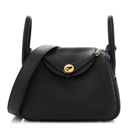 Hermes Taurillon Clemence Mini Lindy 20 Bleu Nuit 1 of 10