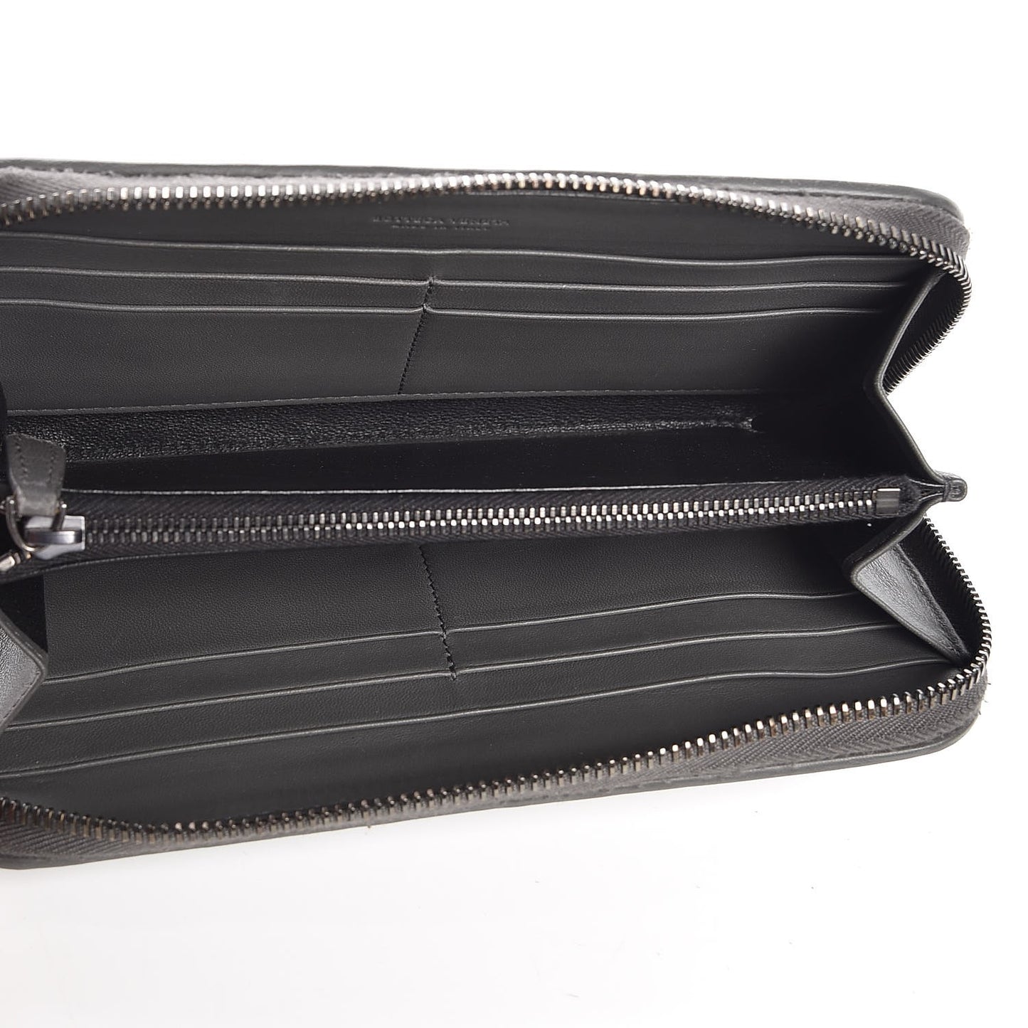 Nappa Intrecciato Zip Around Wallet Grey