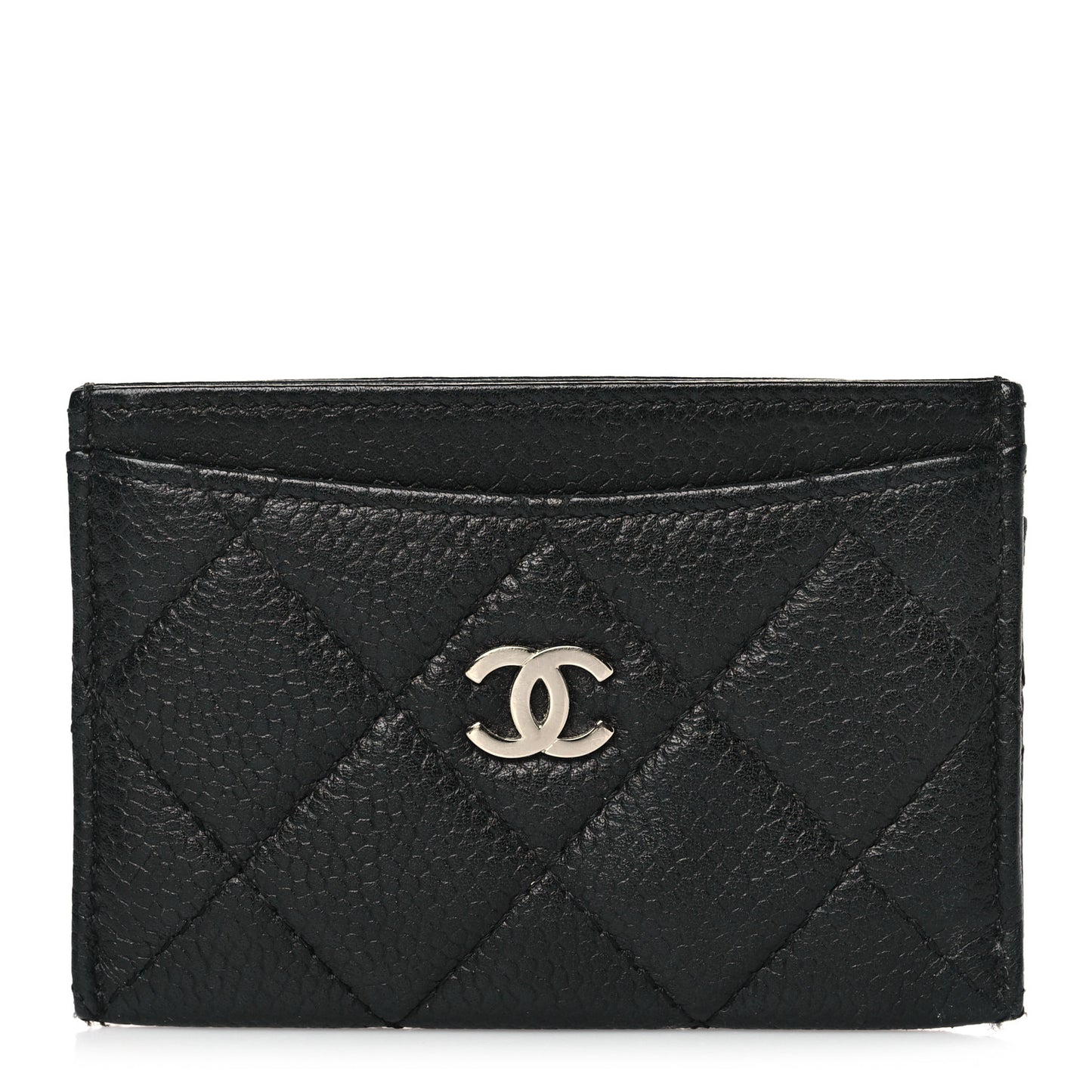 Caviar Quilted Card Holder Black