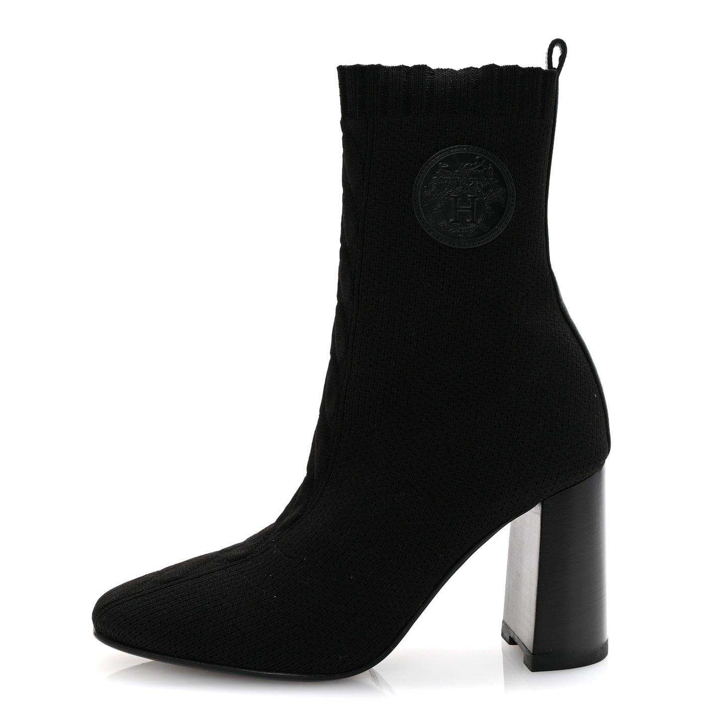 Knit Calfskin Volver 90 Ankle Boots 35 Black
