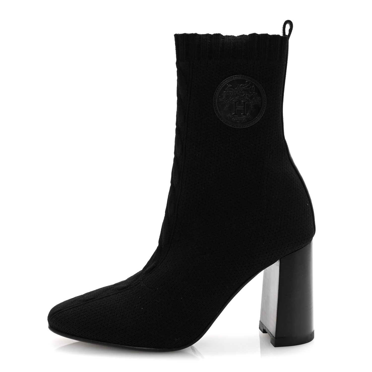 Hermes Knit Calfskin Volver 90 Ankle Boots 35 Black 1 of 9