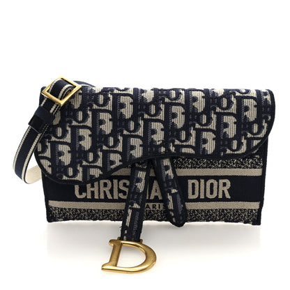 Christian Dior Oblique Slim Saddle Pouch Blue 1 of 8
