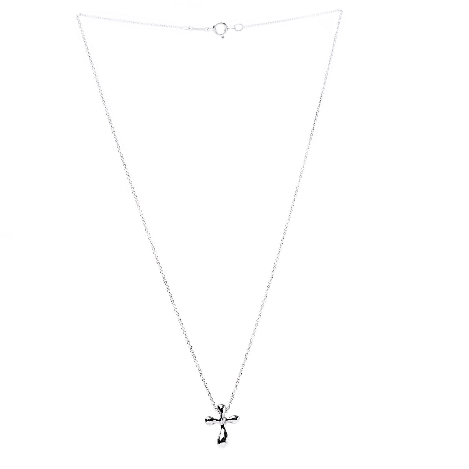 Tiffany Sterling Silver 16mm Elsa Peretti Cross Pendant Necklace 3 of 7