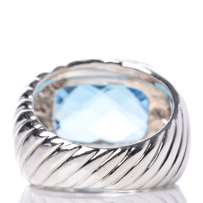 David Yurman Sterling Silver 18K Yellow Gold Blue Topaz Noblesse Ring 4 of 6