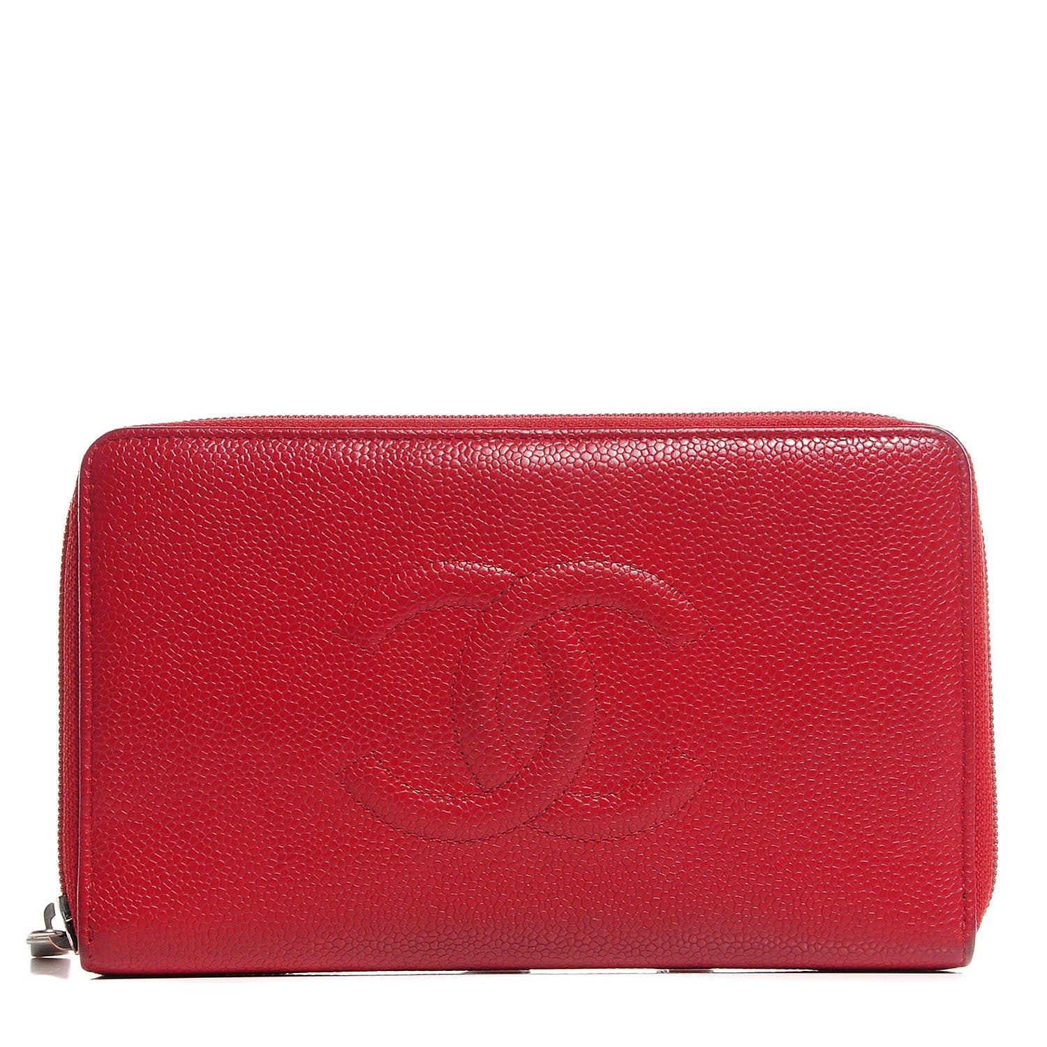 Chanel Caviar CC Timeless Large Zip Around Wallet Red 1 of 9