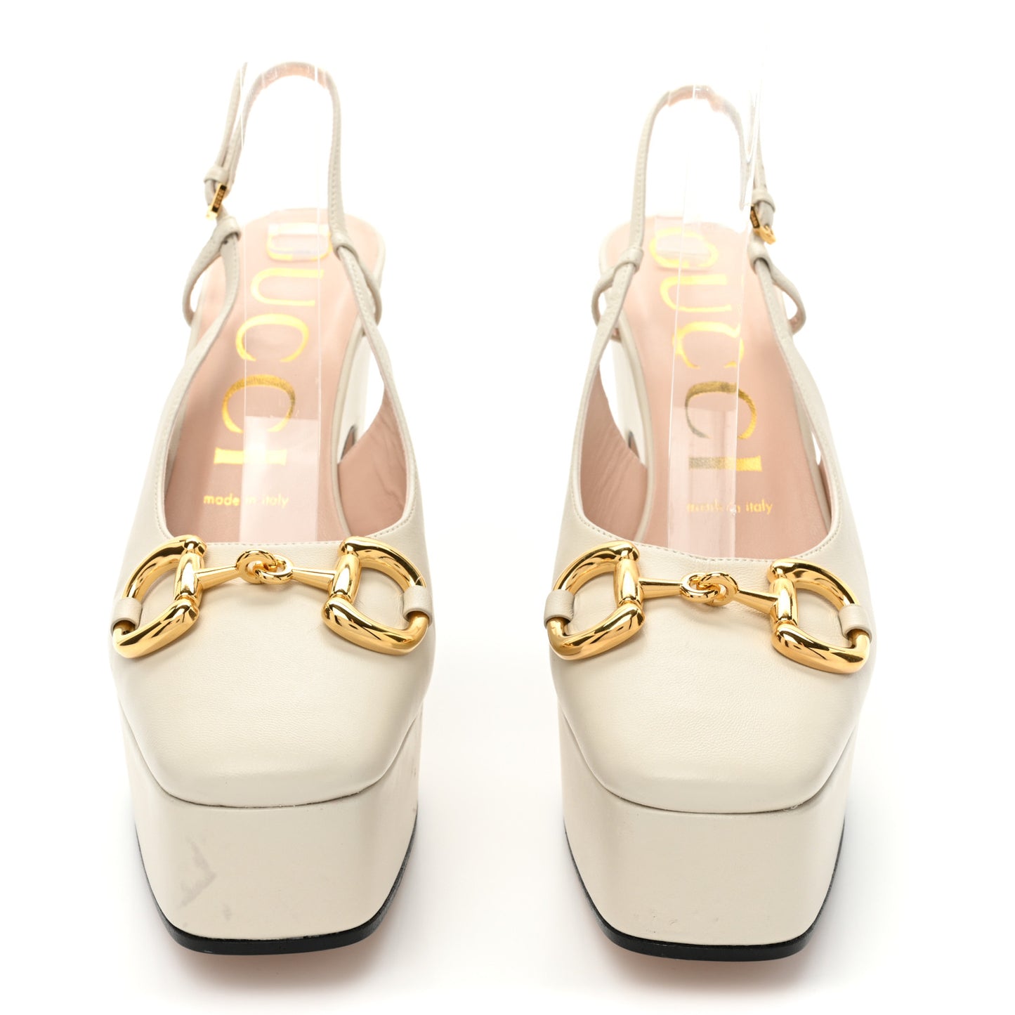Nappa Horsebit Platform 35/120mm Slingback Pumps 38 New Mystic White