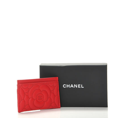 Chanel Caviar Camellia Embossed Card Holder Red 9 of 9