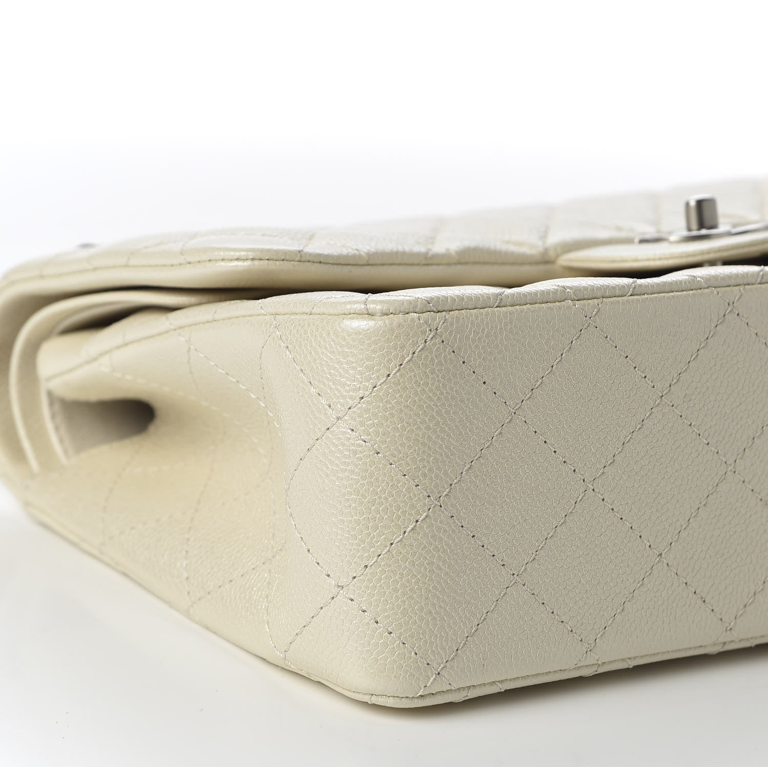 Chanel Pearly Caviar Quilted Jumbo Double Flap Dark White 5 of 9