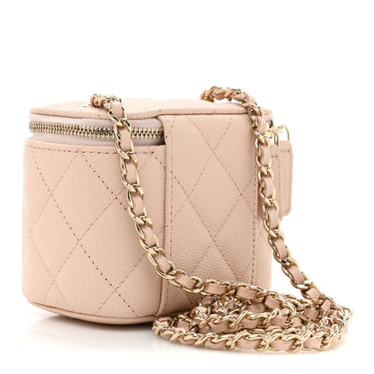 Chanel Caviar Quilted Mini Vanity Case With Chain Light Beige 3 of 9