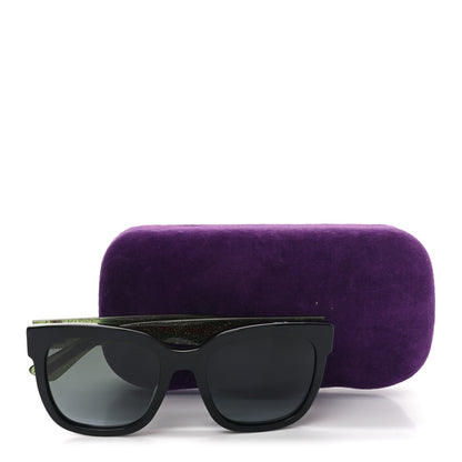 Gucci Acetate Square Frame Web Glitter Sunglasses GG0034S Black Green 7 of 7