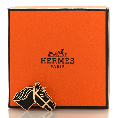 Hermes Permabrass Lacquered Quadrige Twilly Scarf Ring Black 5 of 5