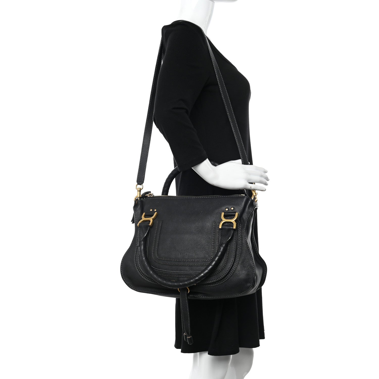 Chloe Calfskin Medium Marcie Satchel Black 2 of 11