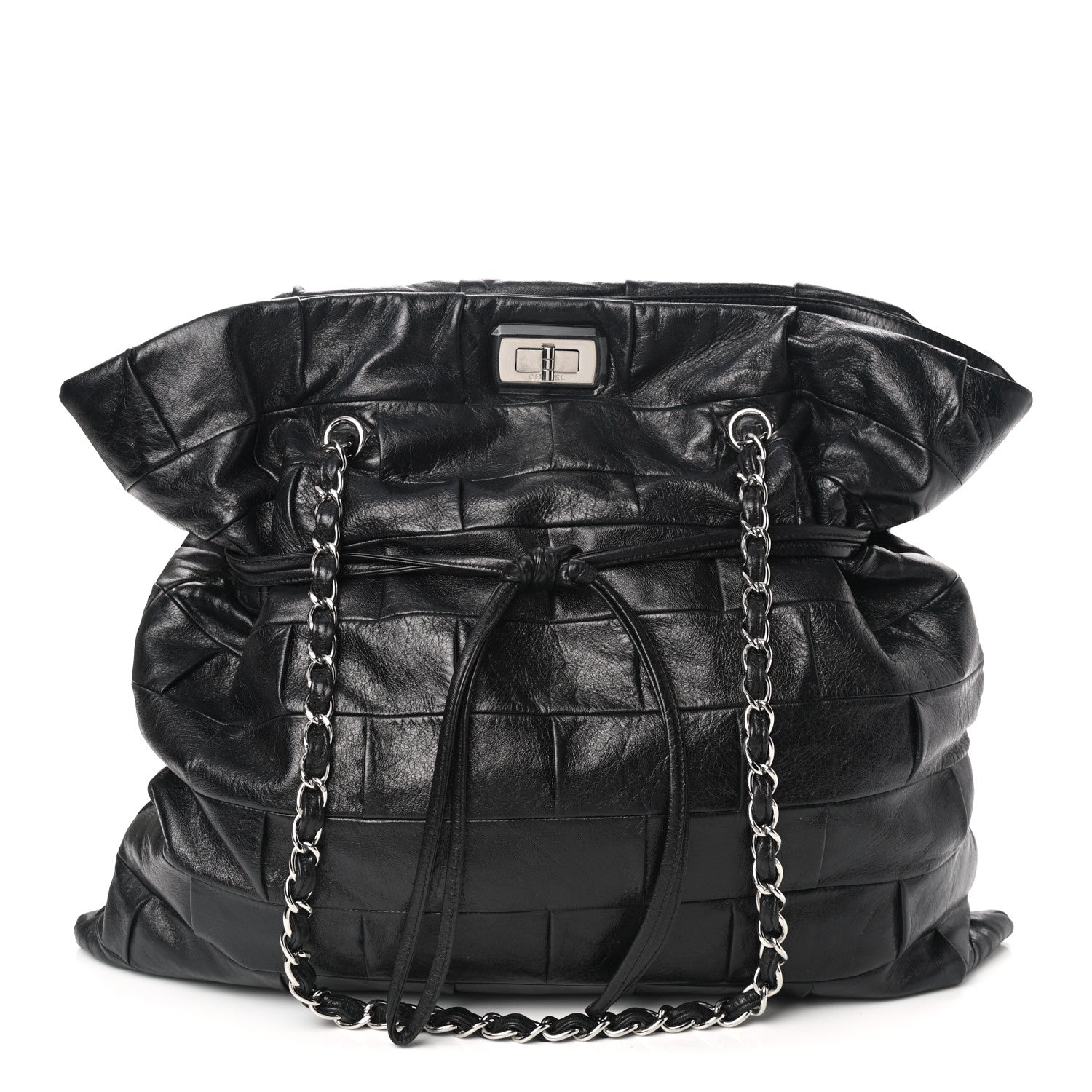 Chanel Lambskin Igloo Drawstring Tote Black 1 of 10