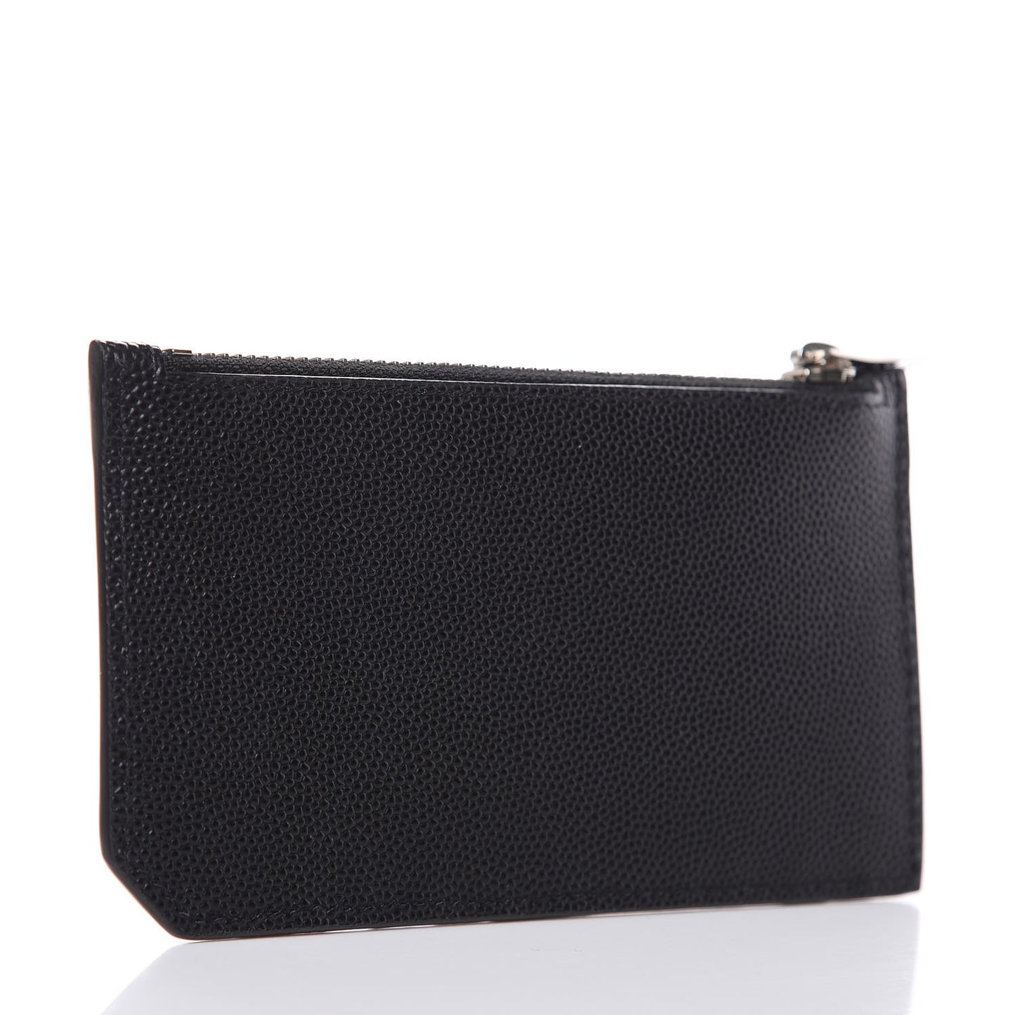 Grained Calfskin 5 Fragments Zip Pouch Card Holder Black