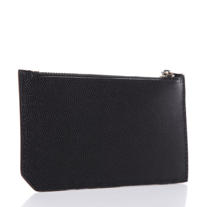 Saint Laurent Grained Calfskin 5 Fragments Zip Pouch Card Holder Black 3 of 6