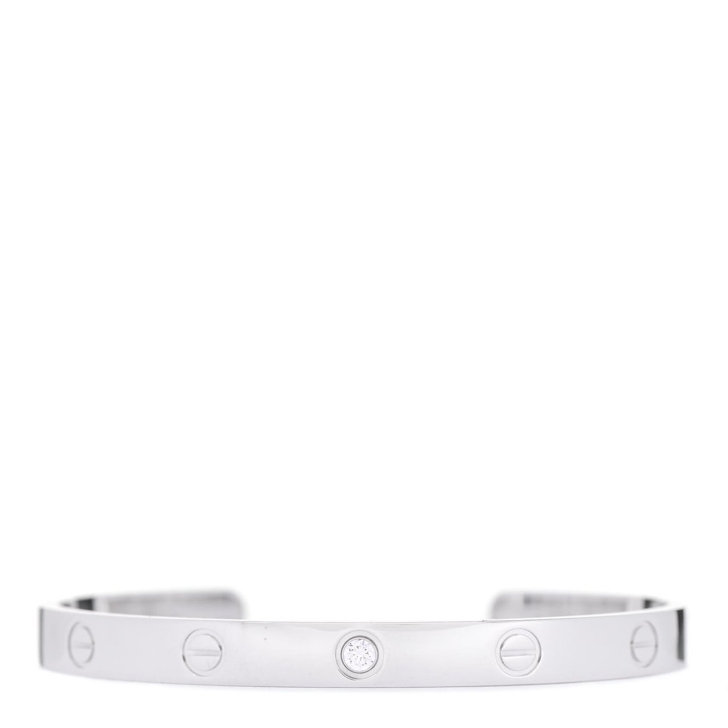 18K White Gold 1 Diamond LOVE Cuff Bracelet 18