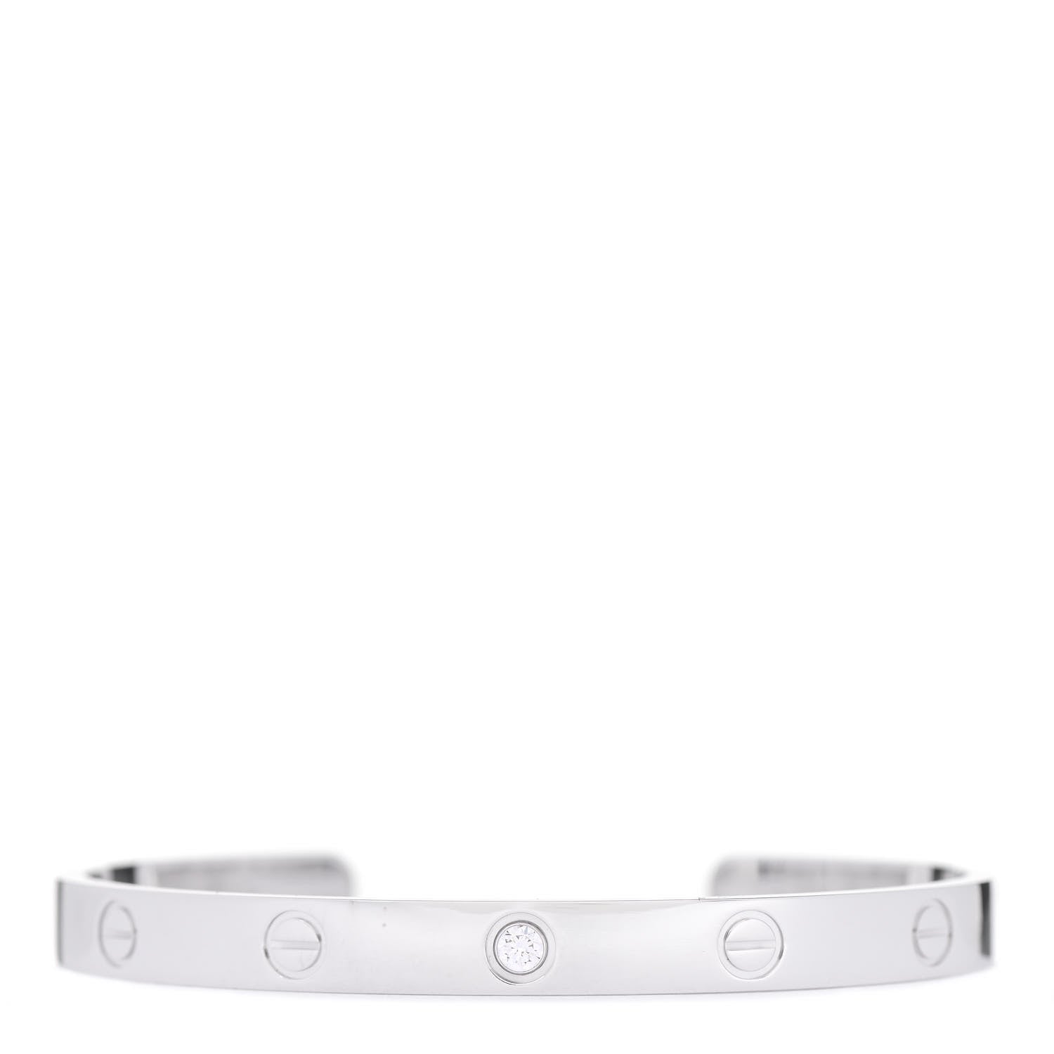 Cartier 18K White Gold 1 Diamond LOVE Cuff Bracelet 18 1 of 3