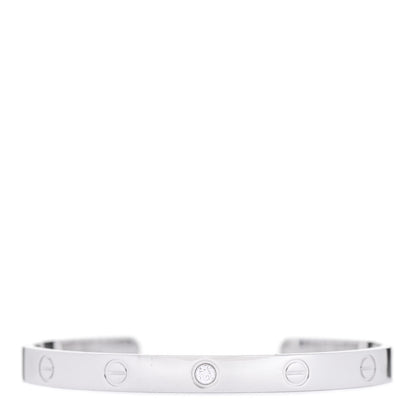 Cartier 18K White Gold 1 Diamond LOVE Cuff Bracelet 18 1 of 3