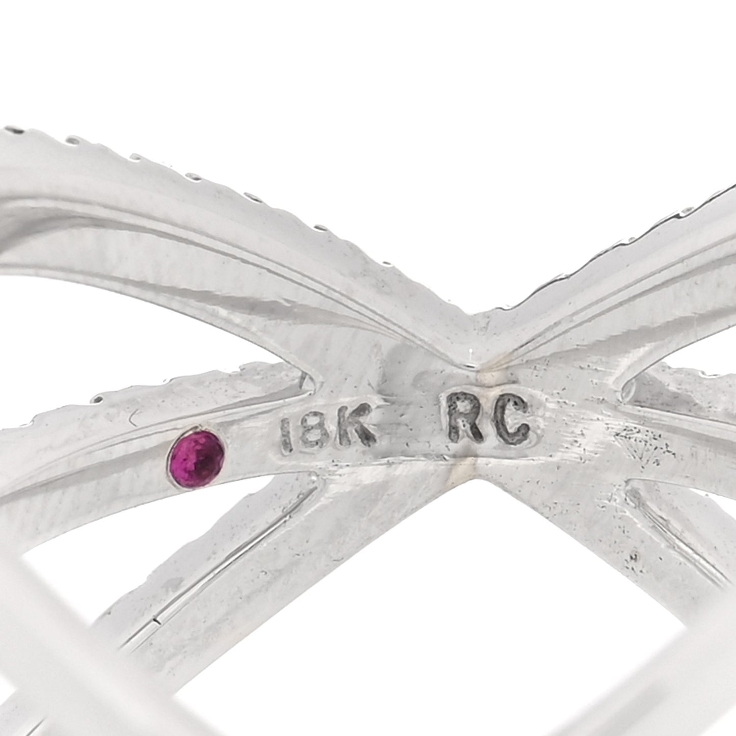 18K White Gold Diamond Double Crisscross Ring 53 6.5