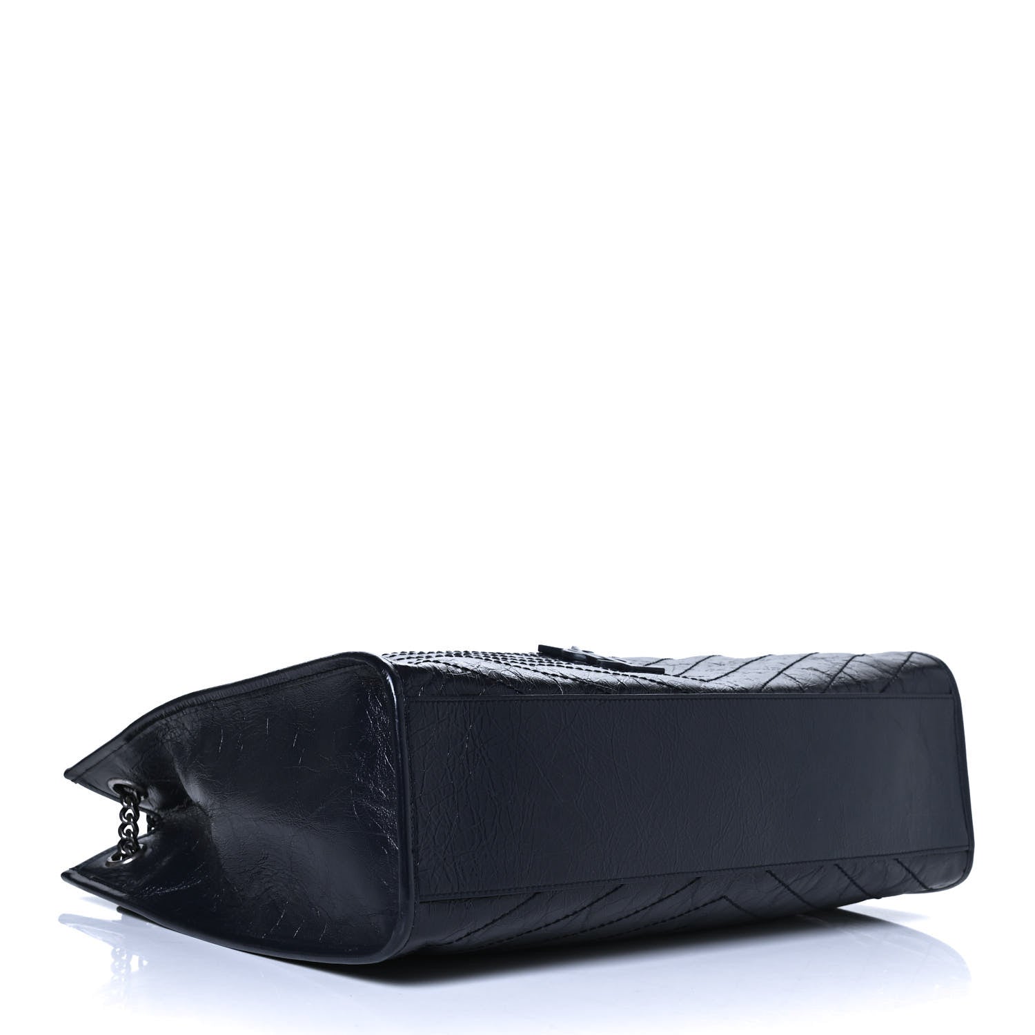 Saint Laurent Crinkled Calfskin Matelasse Monogram Niki Shoulder Bag Deep Marine 4 of 13