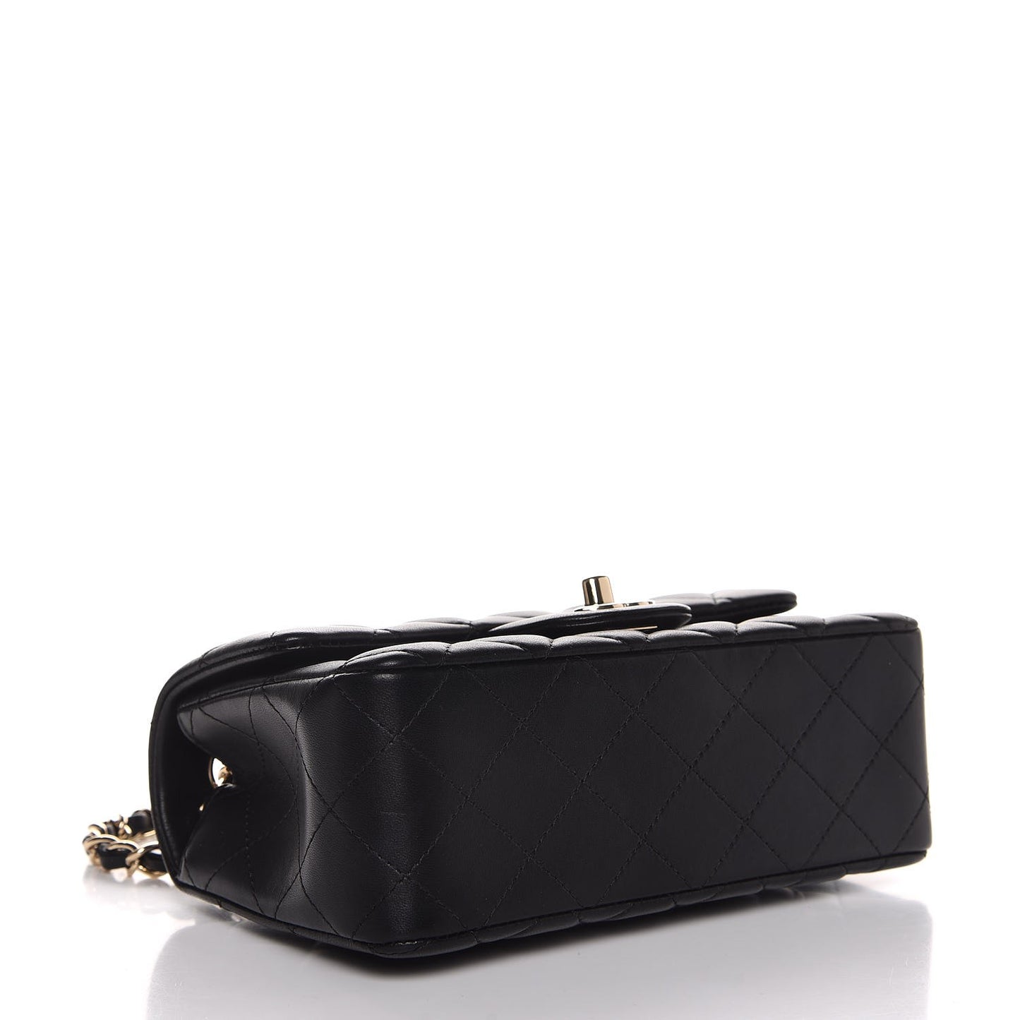 Lambskin Quilted Mini Rectangular Flap Black