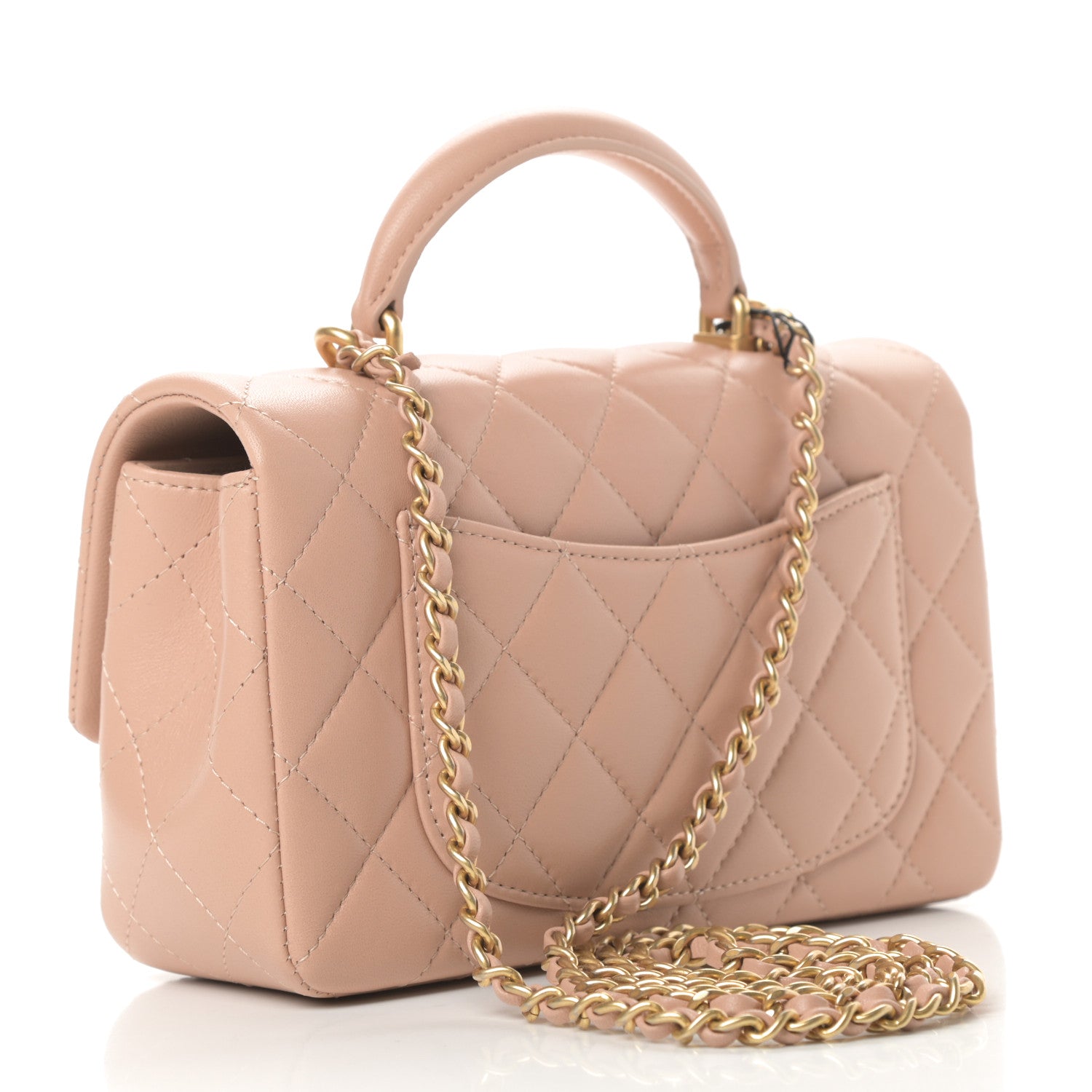 Chanel Lambskin Quilted Mini Top Handle Rectangular Flap Beige 3 of 11