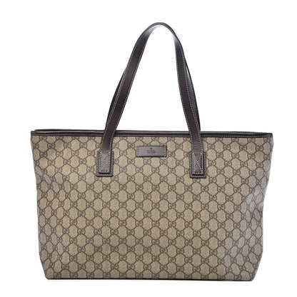 Gucci GG Supreme Monogram Medium Zippered Shopping Tote Dark Brown 1 of 21
