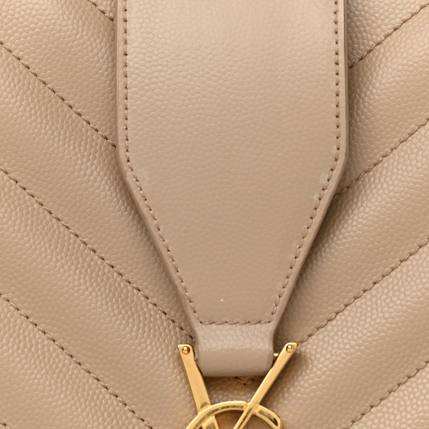 Grain De Poudre Matelasse Chevron Monogram Shopping Bag Dark Beige