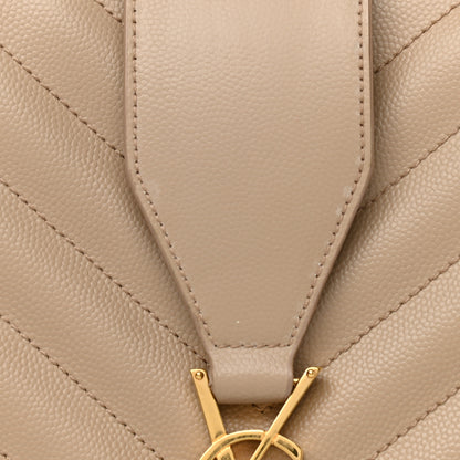 Saint Laurent Grain De Poudre Matelasse Chevron Monogram Shopping Bag Dark Beige 8 of 10