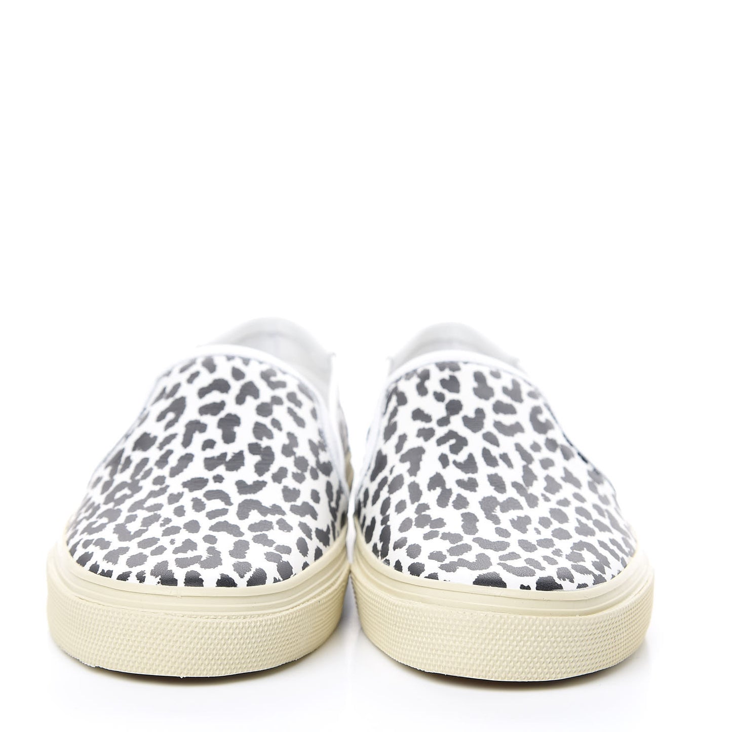 Soft Calfskin Babycat Leopard Womens Skate Slip On Sneakers 38.5 Black White