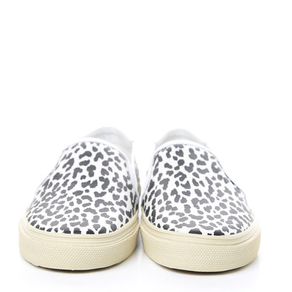 Saint Laurent Soft Calfskin Babycat Leopard Womens Skate Slip On Sneakers 38.5 Black White 2 of 9
