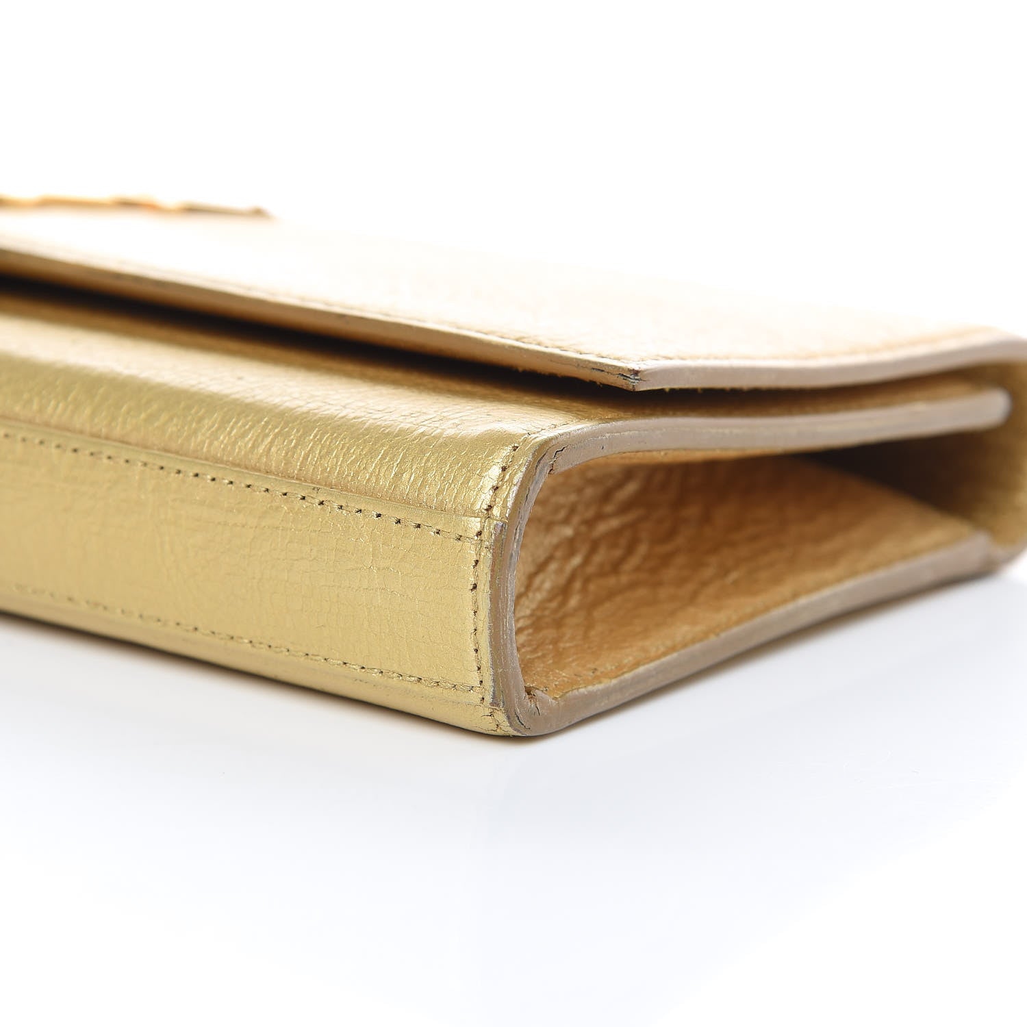 Saint Laurent Metallic Calfskin Monogram Cassandre Clutch Gold 8 of 14
